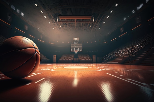 Foto arena de basquete com bola de basquete ai generation