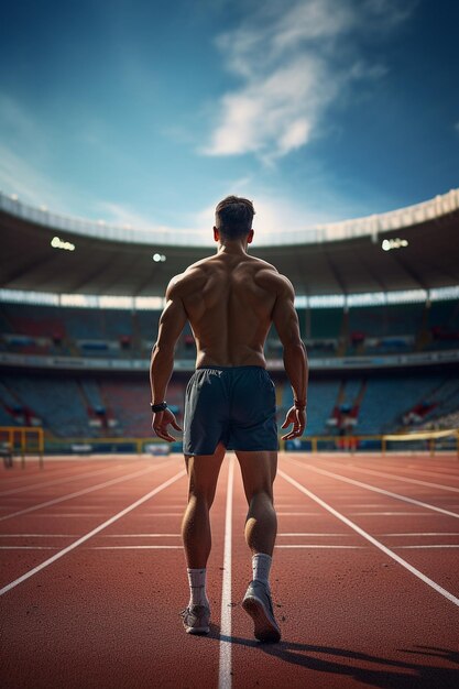 Foto un atleta en la posición inicial