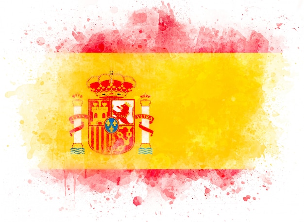 Foto bandera española en pintura de acuarela