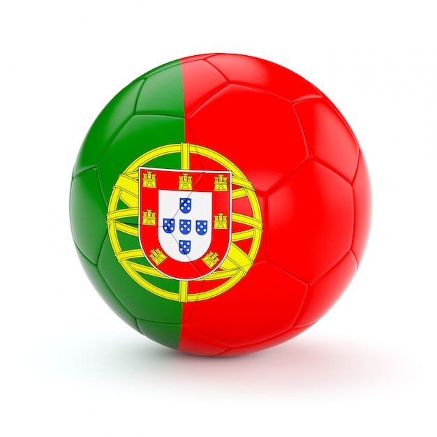 Foto balón de fútbol con la bandera de portugal
