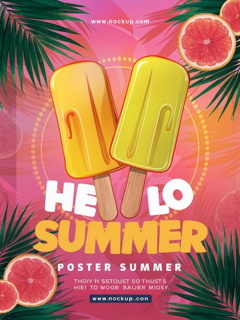 Foto un cartel para el verano junto a las palmeras