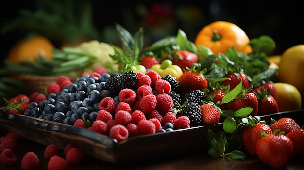 Foto composición con diferentes frutas