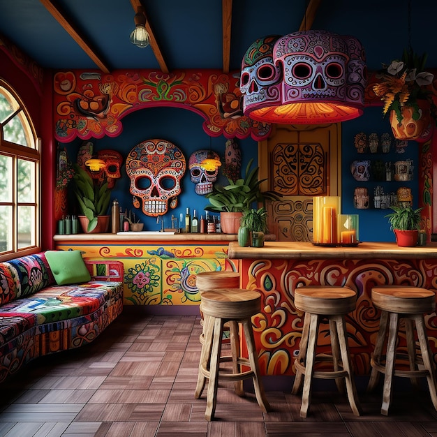Foto decoración interior inspirada en el folclore mexicano