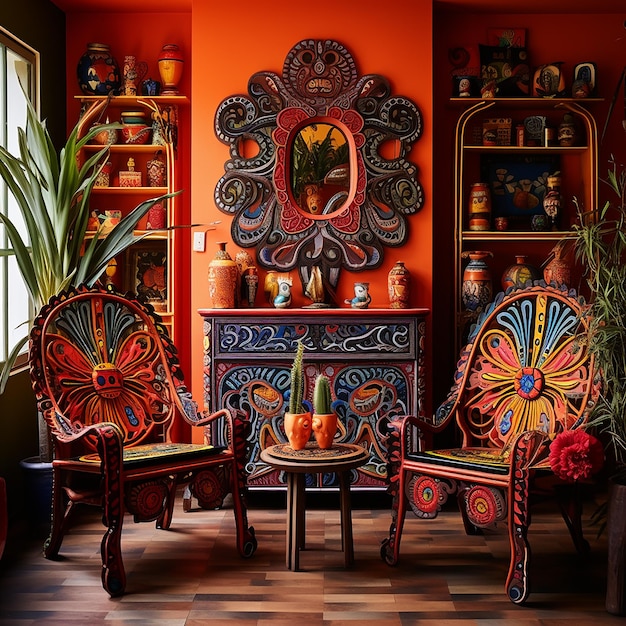 Foto decoración interior inspirada en el folclore mexicano