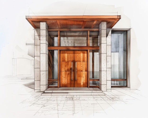 Foto diseño de boceto de una casa moderna 3d renderización ilustración digital