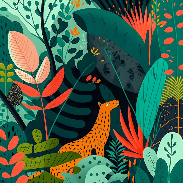 Foto diseño plano de ilustración de patrón de animales de la selva