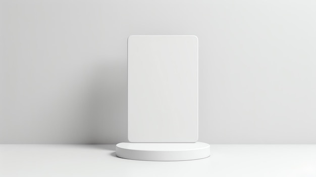 Foto ein einfaches und elegantes produktdisplay ein weißes podium auf einem weißen hintergrund mit einem auf ihn schierenden spotlight