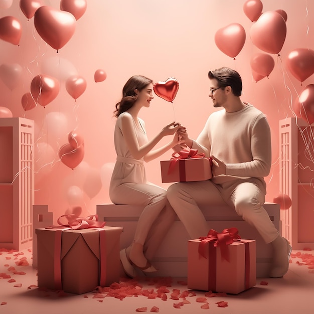 Foto ein paar verliebt sich in ein valentinstagbild