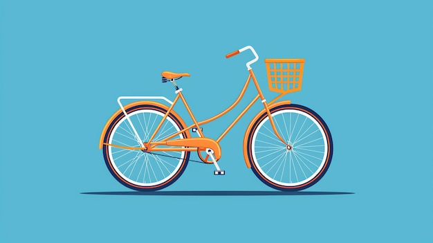Foto eine einfache abbildung eines orangefarbenen fahrrads auf blauem hintergrund