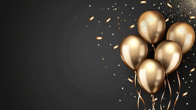 Foto elegant goldener ballon glücklicher geburtstag karte feier banner vorlage generative ai
