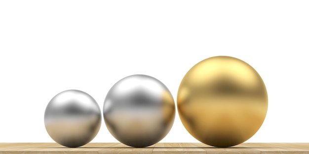 Foto las esferas de plata y oro tienen un tamaño