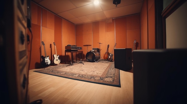 Foto estudio de grabación una sala insonorizada equipada con ia generada