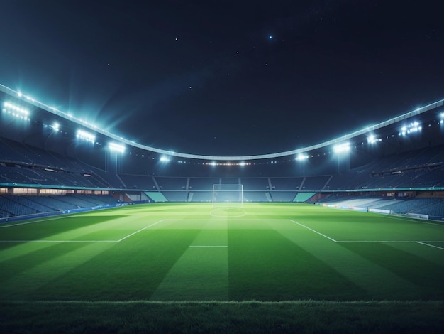 Foto un estadio con un campo de fútbol y un campo de futbol con la palabra 