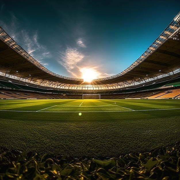 Foto estadio de fútbol iluminado por proyectores
