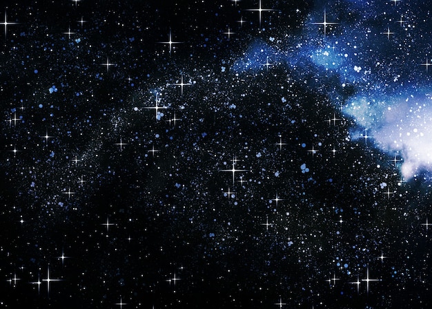 Foto fondo abstracto espacio azul oscuro con estrellas brillantes y nubes