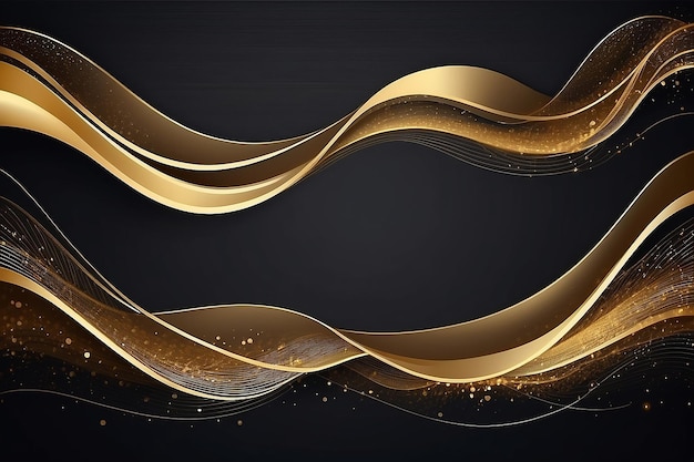 Foto fondo abstracto línea dorada onda estilo de lujo ilustración vectorial