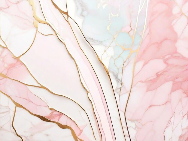 Foto fondo de gradiente pastel de mármol rosa con líneas doradas