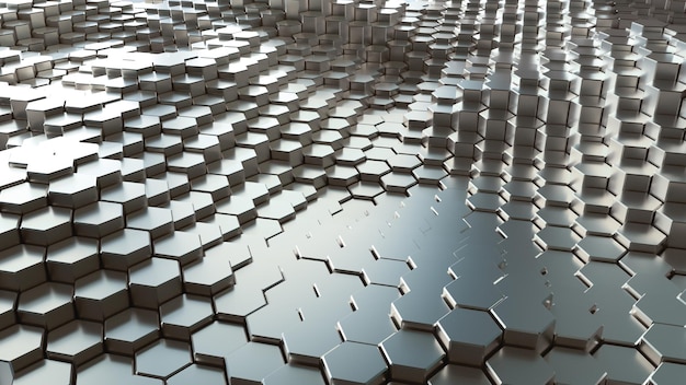 Fondo hexagonal abstracto Concepto de tecnología futurista Ilustración de procesamiento 3d Geometría hexagonal