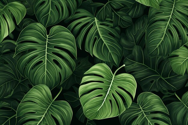 Foto fondo de la planta de monstera de follaje tropical