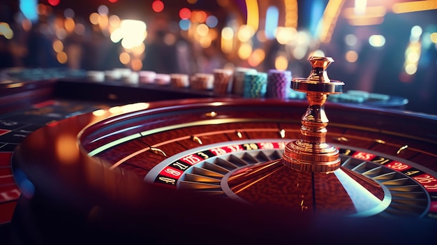 Foto foto von casino-roulette-tisch im casino-hintergrund generative ki