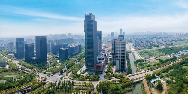 Fotografía aérea del paisaje arquitectónico moderno en Yangzhou China