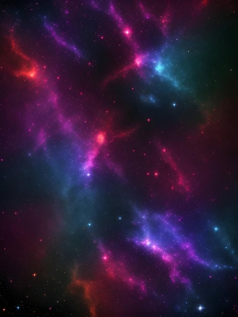 Foto galaxia nebulosa colorida sobre un fondo negro generativo ai
