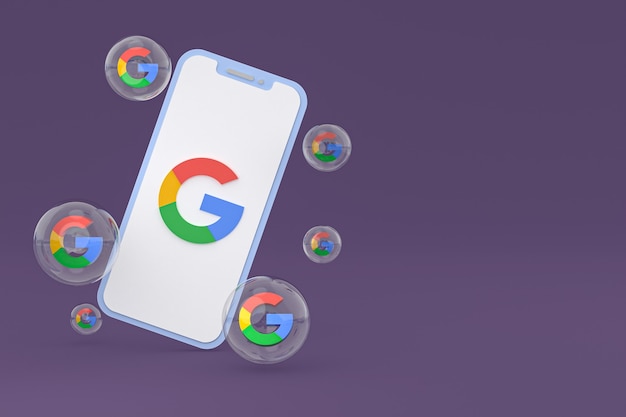 Google-Symbol auf dem Bildschirm Smartphone oder Handy 3D-Rendering