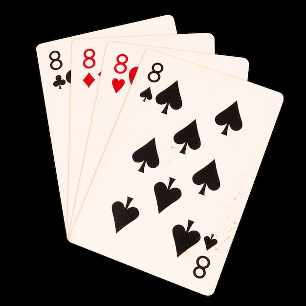 Foto glücksspielkarte 8 8 4 isoliert auf weißem hintergrund