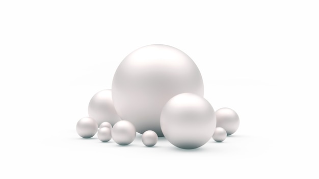 Foto un grupo de esferas o perlas.
