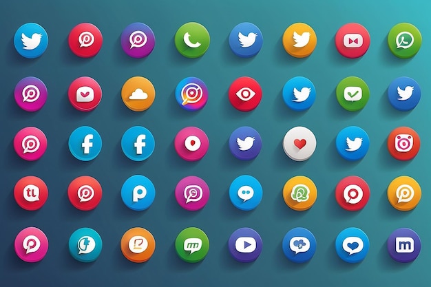 Foto los íconos de las redes sociales y el logotipo de las redes social 3d