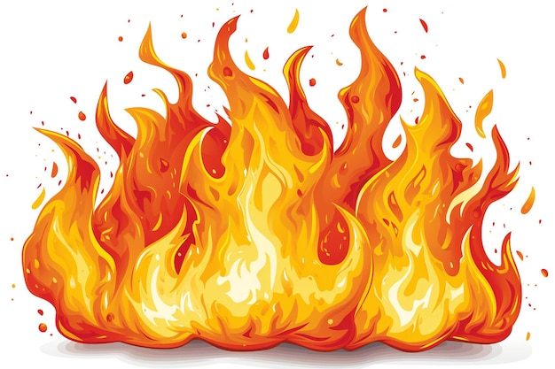 Foto illustration einer feuerflamme auf weißem hintergrund im cartoon-stil