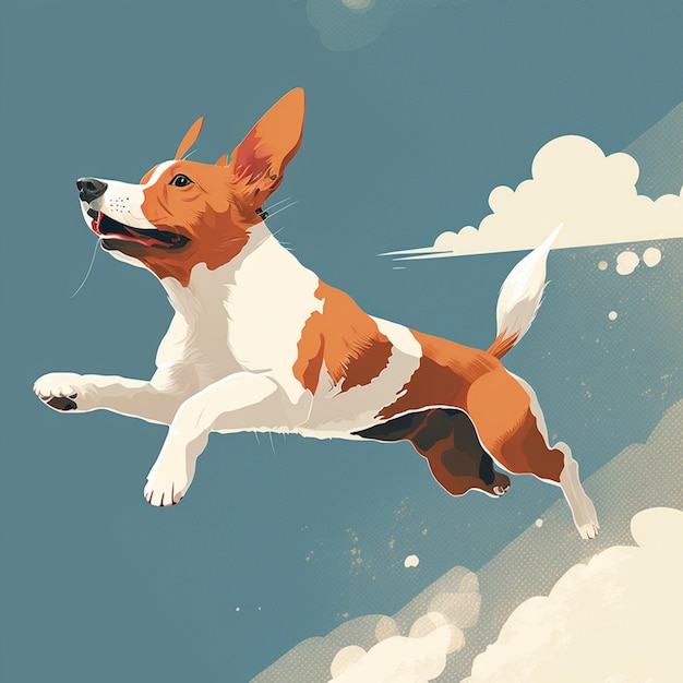 Foto ilustración vectorial de un perro corriendo
