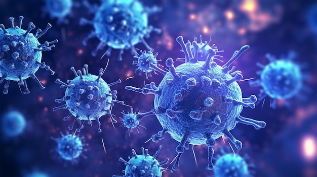 Foto imagem do vírus coronavírus em um fundo abstrato o conceito de infecções virais de doenças pandêmicas