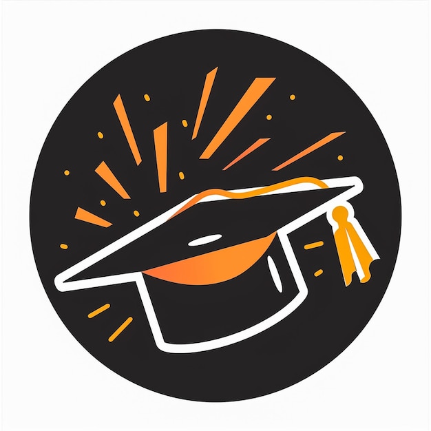 Foto una imagen en blanco y negro de una gorra de graduación con la palabra graduación en ella