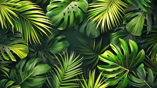 Foto esta imagen muestra una variedad de hojas verdes de plantas tropicales