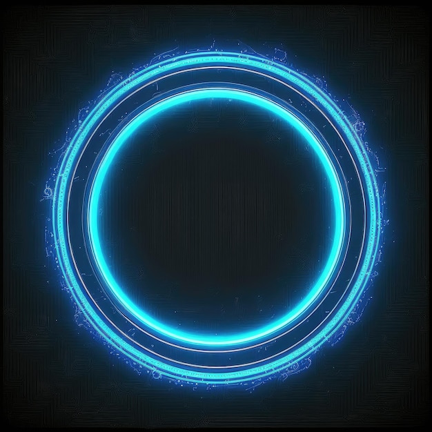 Foto innovación del marco circular con efectos de luz de neón azul.
