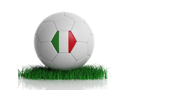 Foto italia bandera y fútbol fondo blanco ilustración 3d