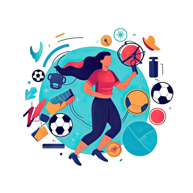 Foto jugadora de fútbol femenino pateando una pelota de fútbol diseño de camiseta vectorial graffiti ai generado