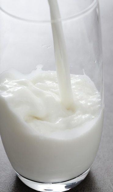 La leche se vierte en un vaso.