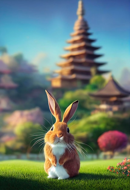 Lindo conejo ilustración año del conejo Año Nuevo chino 2023