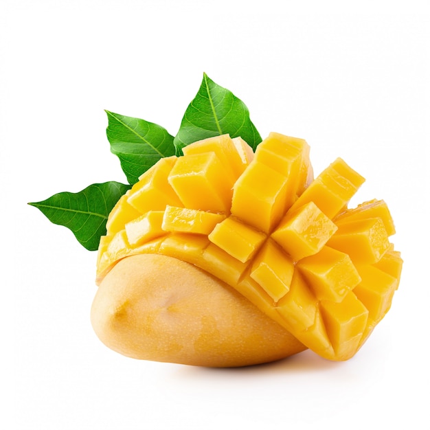 Foto mango amarillo aislado en un blanco