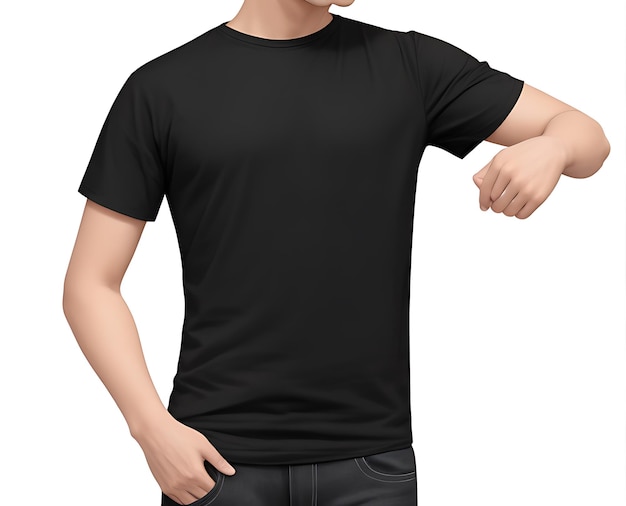 Foto maqueta de diseño de camiseta y concepto de personas joven camiseta blanca maqueta de pantalón vaquero negro para hombres