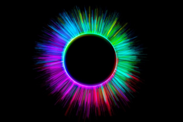 Marco de círculo colorido marco de luz de círculo sobre fondo negro
