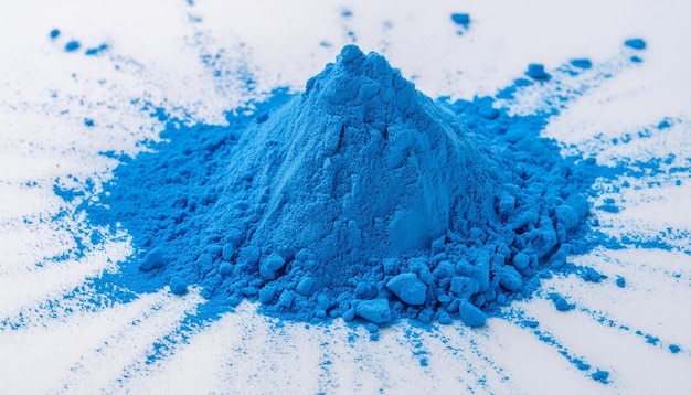Foto un montón de polvo azul brillante aislado sobre un fondo blanco hacer sombra de ojos producto cosmético