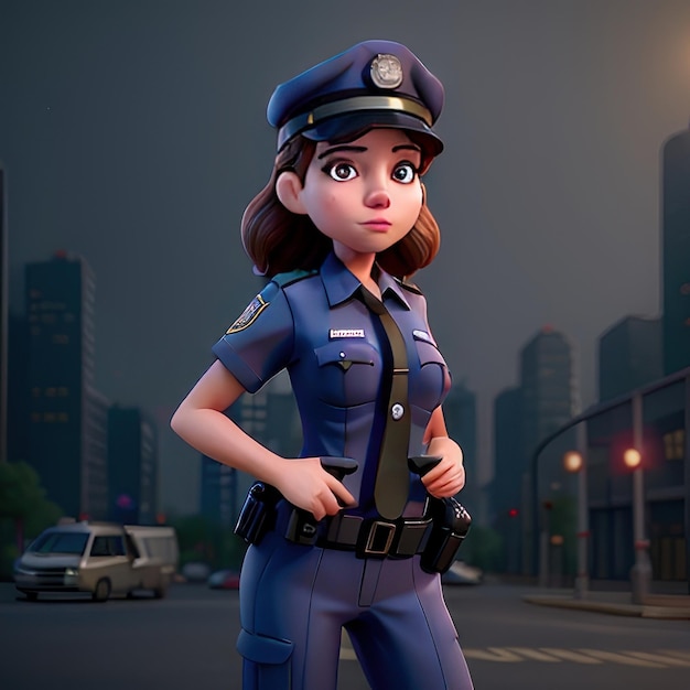 Foto mujer policía con la ciudad de fondo ia generativa