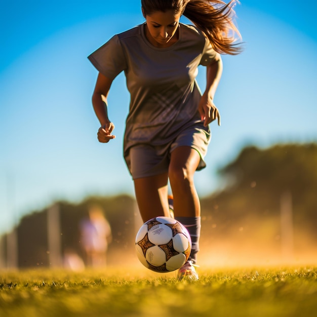Foto mujeres jugando fútbol potenciando momentos futbolísticos con imágenes cautivadoras