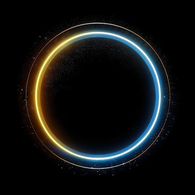 Foto un orbe de neón de rayos un agujero luminoso una cubierta en espiral un hud neural negro un halo alrededor de una partícula brillante un túnel espacial una cara iluminada un led elíptico un reloj de brillo un orbe dorado reluciente