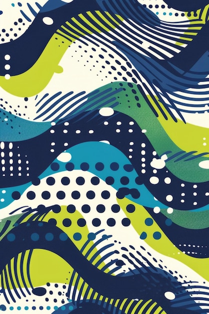 Foto patrón de diseño de sublimación de la camiseta de fútbol de movimiento dinámico en colores abstractos azul, verde y blanco