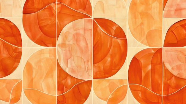 Pintura abstracta de círculos naranjas sobre un fondo beige Adecuada para proyectos artísticos