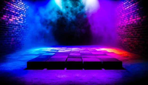 Foto pisa de baile de discoteca con luces de colores y humo en el fondo foto de stock ai generativa